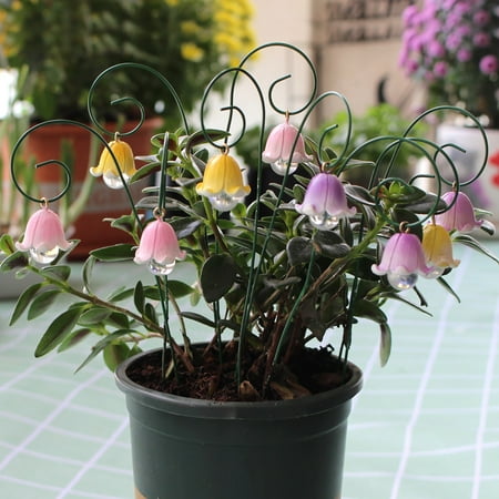 9Pcs Garden Stake Lily of The Valley Fairy Garden Stake Set Resin Flower Stake for Outdoor Decoration