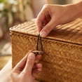 thumbnail image 4 of VQPeo Woven Seagrass Storage Basket with Lid – Stylish Natural Organizer for Home, Bathroom, and Bedroom Storage Solution(Khaki), 4 of 5