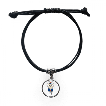 korea country asia seoul flag uu bracelet leather wristband black jewelry