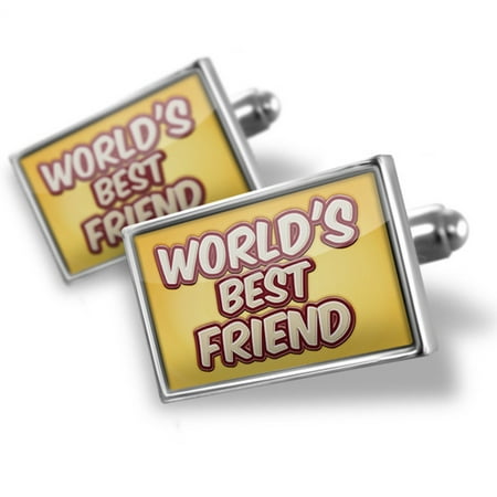 Cufflinks Worlds best Friend, happy yellow -