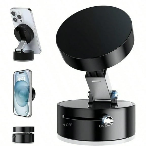 Vacuum Magnetic Car Phone Holder,360° Adjustable Vacuum Suction Cup Phone Mount for MagSafe Cell Phone Holders for Your Car/Gym/Mirror Mount for iPhone & Android