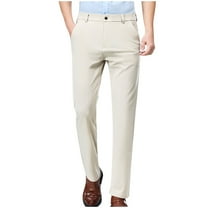Dovford Men's Casual Pants Classic Fit Flat Front Pants Lightweight Elastic Waist Golf Trousers with Pockets