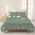 thumbnail image 3 of Quilts Twin XL Size Bedding Set, Vintage Sage Green Lightweight Quilted Comforter, Modern Farmhouse Textured Rustic Soft Reversible Bedspread Coverlet with Pillow Covers for All Season, 68" x 98", 3 of 9