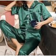 thumbnail image 1 of Pijama de satén personalizado para pareja, conjunto de ropa de dormir corta y larga, ideal para regalo de aniversario, boda, novia y novio, 1 of 4