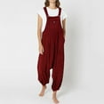 thumbnail image 2 of Dyegold Jumpsuits for Women Casual, Women Jumpsuits Casual Straight Wide Leg Stretchy Playsuit Casual Solid Pocket Plus Size Sleeveless Rompers Overalls, 2 of 6
