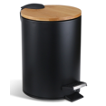 thumbnail image 2 of 3l basurero de baño | basurero de pedal, basurero de cosméticos con cierre suave 124 diseños de moda, con tapa de bambú, basurero doméstico circular negro Zefei Wu 9024735018667, 2 of 5