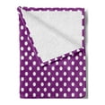 thumbnail image 2 of Purple Soft Flannel Fleece Blanket, White Polka Dots Continuous Pattern on Vivid Purple Background Old Fashioned Style, Cozy Plush for Indoor and Outdoor Use, 50" x 60", Purple White, by Ambesonne, 2 of 5