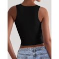 thumbnail image 4 of Women'S Square Neck Sleeveless Double-Layer Tank Tops Basic Tight T Shirts Black XL, 4 of 7