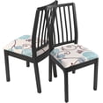 thumbnail image 6 of Dining Chair Seat Covers Set of 6, Stretch Printed Seat Covers for Dining Room Chairs, Soft Removable Washable Chair Seat Protector Seat Cushion Slipcovers for Kitchen, Office, 6 of 6