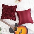thumbnail image 7 of PiccoCasa Decorative Throw Pillow Covers 3D Satin Rose Flower Shells Cushion Covers, 2Pcs, 16"x16" Red Burgundy, 7 of 7