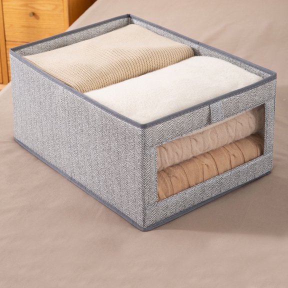 Foldable Washable Clothes Organizer with Handle, Gray Cloth Wardrobe Drawer Storage Box, 36x25x20cm & 44x30x20cm Sizes, Compartment Laundry Organizer