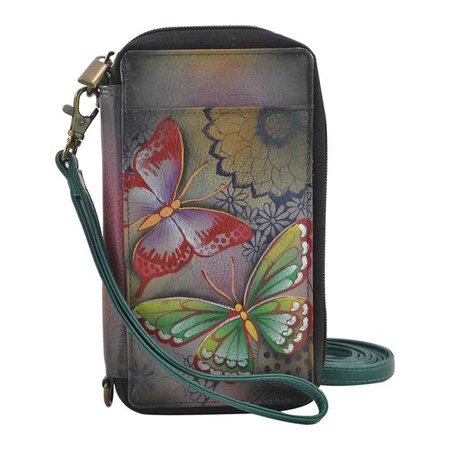 Women's ANNA by Anuschka Hand Painted Smart Phone Case/Wallet 1844 Butterfly Paradise OSFA