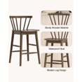 thumbnail image 3 of Joyyskill Modern Bar Stools 1PC, 24" Wooden Counter Height Barstools, Modern Armless Farmhouse Bar Dining Chairs with Back & Footrest, Brown, 3 of 5