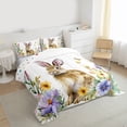 thumbnail image 3 of Homewish Cute Rabbit Child Queen Comforter Set, Groovy Daisy Floral Bedding Sets, Kawaii Cartoon Bunnies Reversible Bedding Comforter Set, Super Cozy Room Decor, 3pcs, 3 of 8