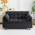 thumbnail image 2 of Bellemave Sleeper Sofa Bed 3-in-1 Convertible Couch with Pullout Bed, Futon 2-Seater Loveseat with Toss Pillows and Storage Pockets, 3 Level Adjustable Backrest Sofa for Living Room （Black）, 2 of 7