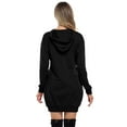 thumbnail image 3 of Long-sleeved pullover women's hooded sweatshirt coat dress ribbed hem short style double side pockets thin style, 3 of 4