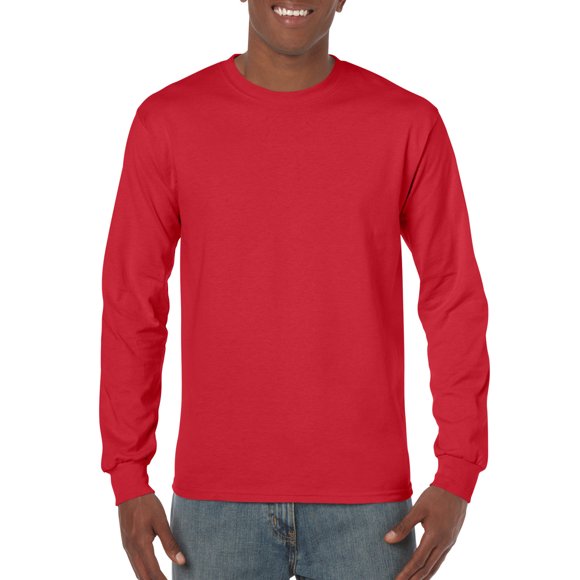 Gildan T-Shirt à Manches Longues en Coton Épais pour Hommes, P, Rouge