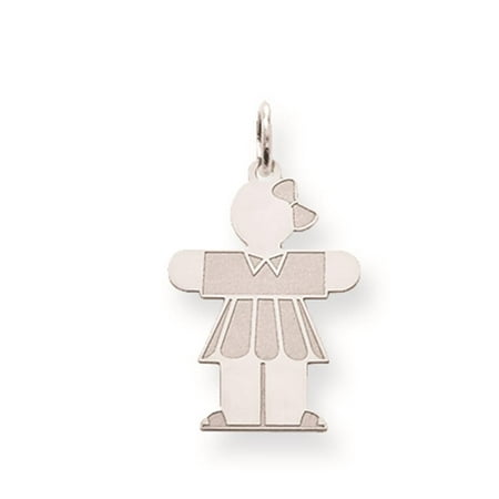 Laser-cut Polished Kid Solid Charm Pendant 23mmx14mm 925 Sterling Silver