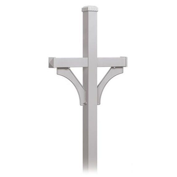 Salsbury 4372SLV Deluxe Post 2 Sided - In-Ground Mounted - For Roadside Mailboxes - Silver