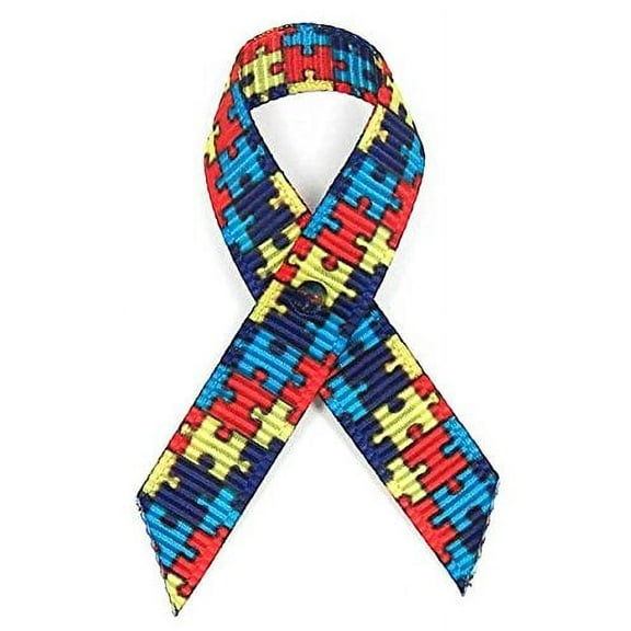 USA Made Autism Fabric Awareness Ribbons - Bag of 125 Fabric Ribbons w/ Clutch Pins (Many Colors Available) (Pin Already Attached)
