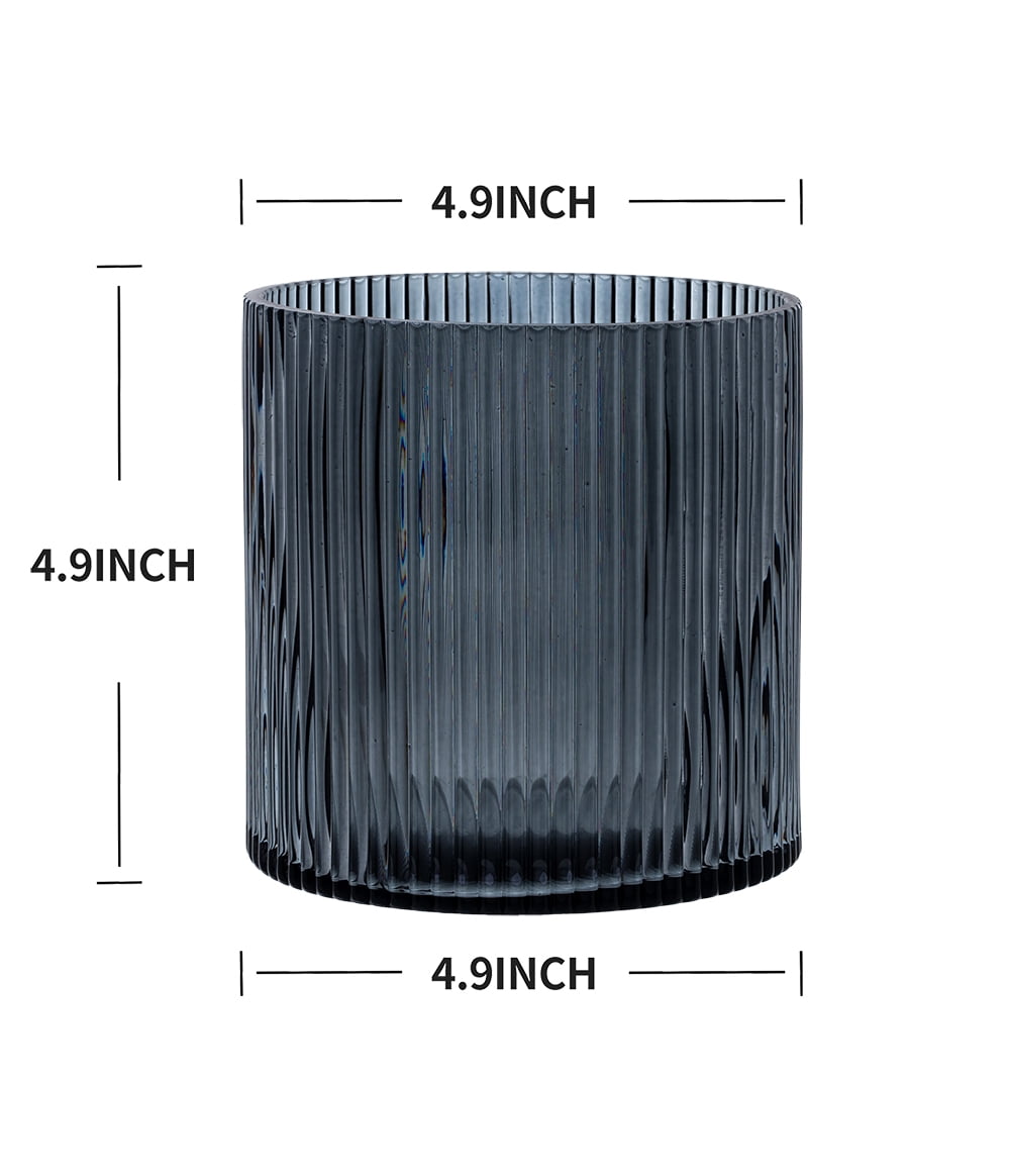 (4 pack) Better Homes & Gardens Smoke Glass Ribbed Hurricane Candleholder, Medium