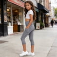 thumbnail image 7 of Chiccall Kids Yoga Pants Summer Outdoor Athletic Workout Biker Running Great Comfortable Softness Pleated Leggings Quickly Dry Breathable High Waist Pockets Fitness Cropped Trousers Pants for Girls, 7 of 7