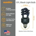 thumbnail image 3 of Sunlite Compact Fluorescent Black Light Bulb (BLB), Perfect for Halloween, Spiral Blacklight bulb, 20 Watts, 120 Volts, Medium Base (E26), 463nm, UL Listed, 3 Pack, 3 of 8