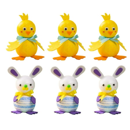 

Hemoton 6PCS Easter DIY Material Kit Creative Handmade Cartoon DIY Animal Materials for Kids Kindergarten ry (Chick Rabbit)