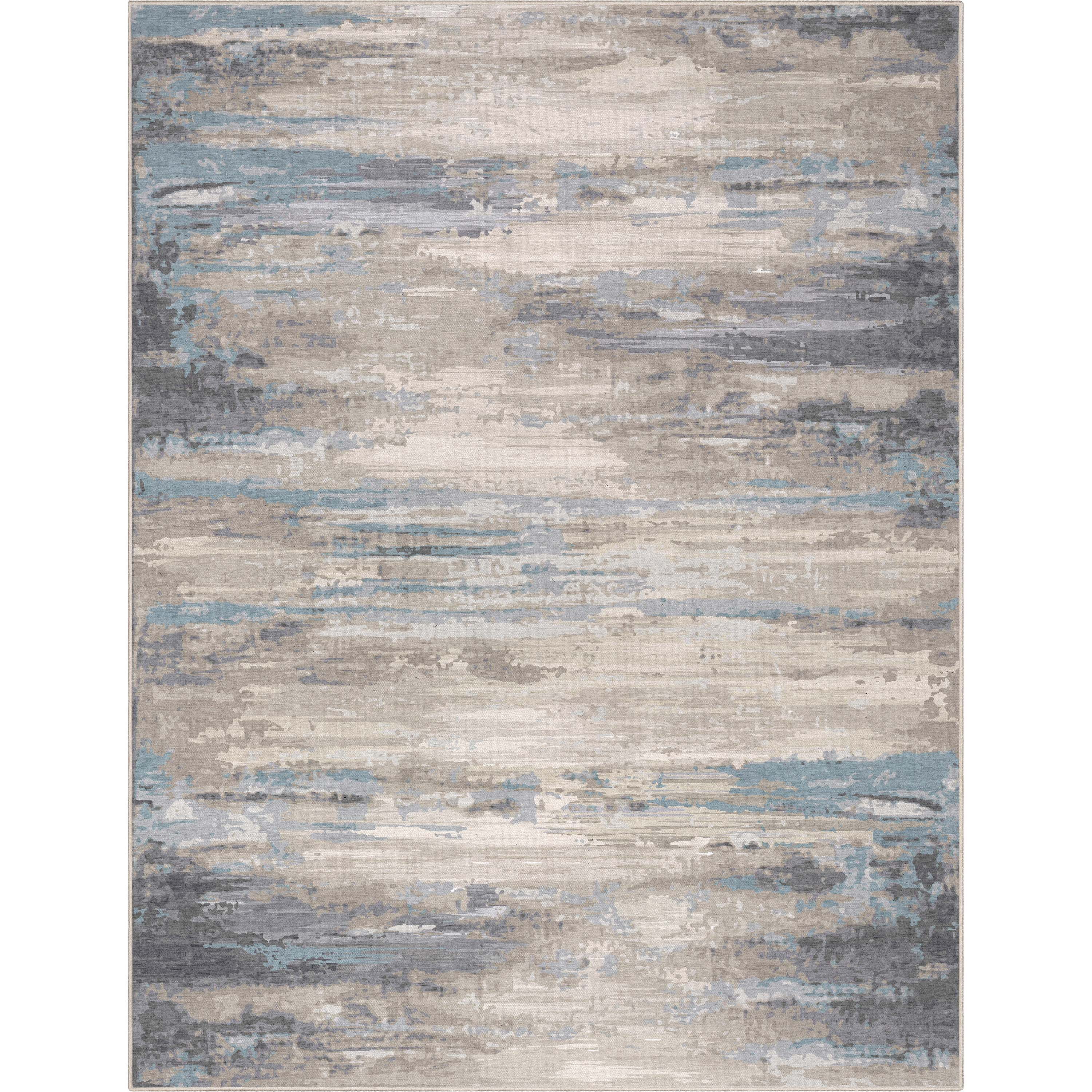 Well Woven Abstract Tuscany Modern Mid-Century Brushstroke Flat-Weave Beige Blue 7'7" x 9'10" Area Rug