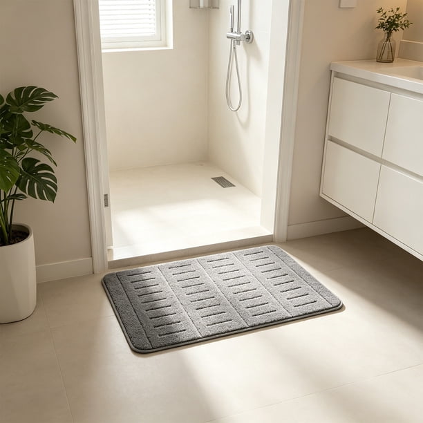 Alfombra antideslizante absorbente de poliéster para baño, entrada impermeable, lavable, alfombra de dormitorio de 60x40 cm