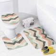 thumbnail image 4 of 4 Piece Decor Shower Curtains Sets Bath Mat U-Shaped Floor Mat Toilet Lid Oval Rug Chevron in Coral Mint Green Gray Geometric Modern Waterproof Bath Curtain Peach Green Grey Chevron Pattern, 4 of 8