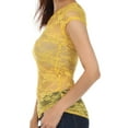thumbnail image 4 of Sakkas Stretch Floral Lace Cap Sleeve Tunic Length Tee - Made in USA - Yellow - Large, 4 of 4