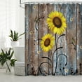 thumbnail image 3 of Sunflower Shower Curtain, Country Shower Curtain, Rustic Yellow Floral on Brown Door Fall Autumn Farmhouse 72W x 72H inch Shower Curtain with Hooks Western Fabric Waterproof Bath Curtain, 3 of 6