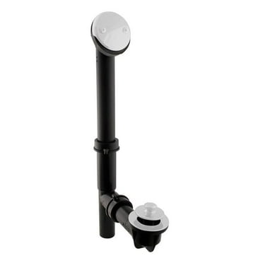 Westbrass 597144-50 1.5 in. Black Tubular Pull & Drain Bath Waste Drain Kit with 2-Hole Overflow Faceplate, Powder Coat White