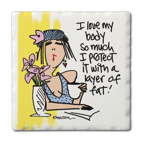Thirstystone Love My Body Single Tumbled Tile Coaster Create Your Own Set