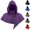 Purple, variant on Womens Faux Suede Hooded Cape Halloween Cowl Neck Shrug Asymmetrical Buckles Gothic Poncho for Medieval Costume Party Outfits, Purple, Free Size