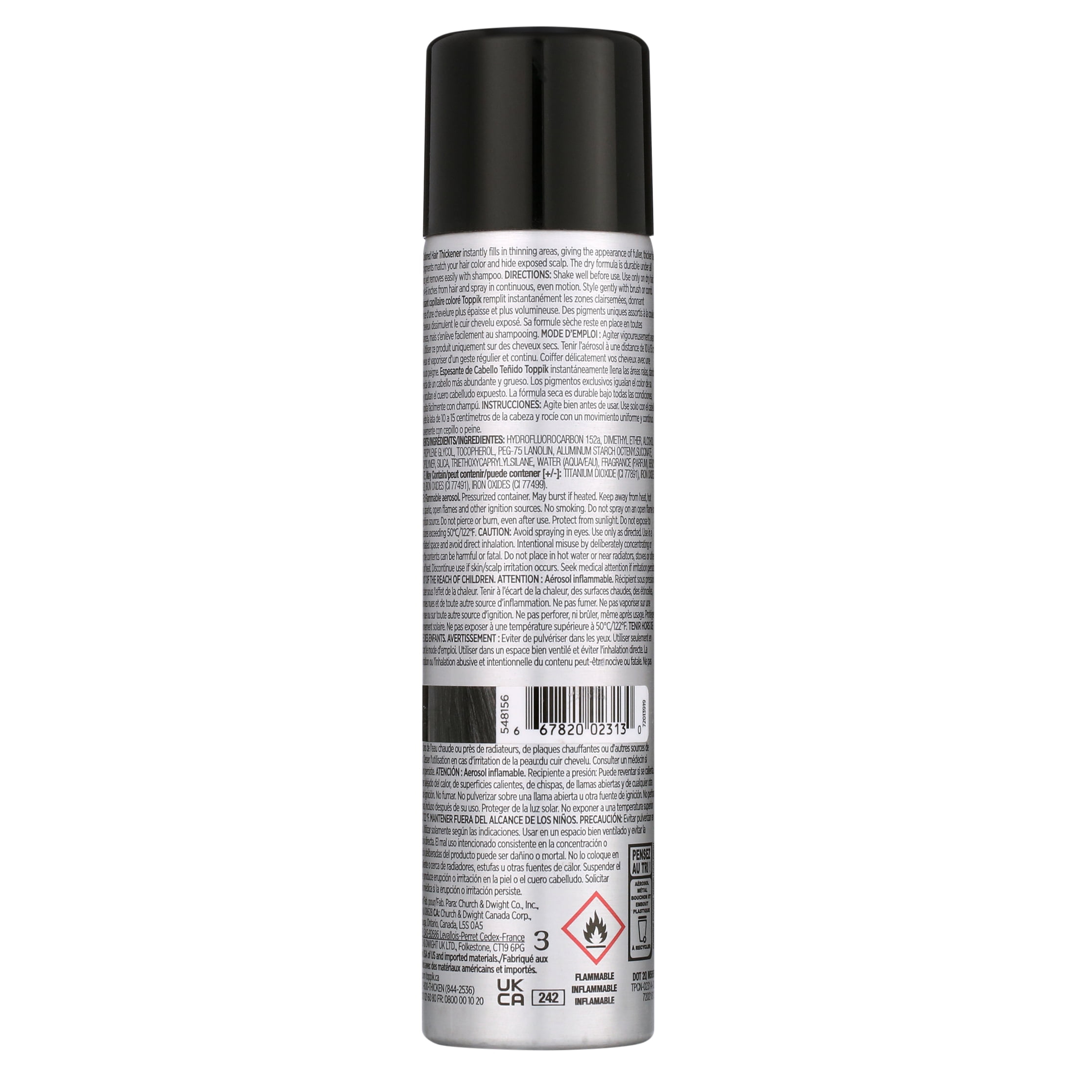 Toppik Hair Thickener, Colored, Black, Dry Formula 5.1 Oz