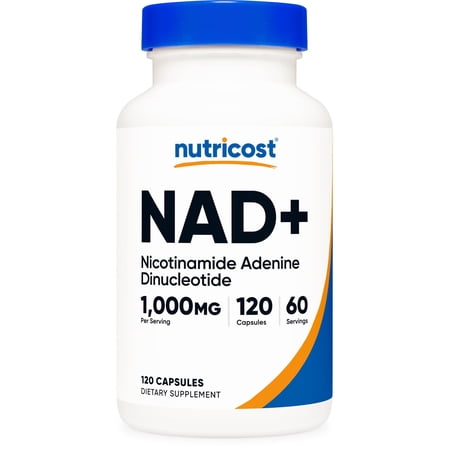 Nutricost NAD+ 120 Capsules (Nicotinamide Adenine Dinucleotide)  1 000mg per Serving - Gluten-Free  Vegan