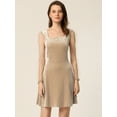 thumbnail image 3 of DARING DIVA Square Neck Mesh Sheer Sleeve Glitter Star Velvet Mini Dress XS Dark Khaki, 3 of 6