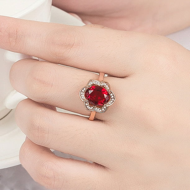 Anillos para mujer, regalos para mujer, flores, cristales, bodas, accesorios de joyería, oro rosa, anillo de compromiso de oro.