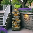 thumbnail image 5 of 58Inch Outdoor Garden Water Fountain 6 Tiers Large Cascading Rock Natural Waterfall Outdoor Fountain with LED Lights for Patio Porch Backyard Home Art Decor, 5 of 9