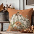 thumbnail image 5 of Fall White Pumpkin Throw Pillow Covers 18x18 Inch Set of 2 Floral Orange Outdoor Farmhouse Cottage Autumn Thanksgiving Decorations Decorative Throw Pillows Cases for Home Living Room Decor, 5 of 6