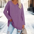 thumbnail image 2 of Breezora Tunique à Col Rond Surdimensionnée pour Femmes, Chemise à Manches Longues Rayée, Blouse Douce et Ample, Tenue Décontractée Décontractée, Confort Quotidien 2026, Taille P, Violet, 2 of 5