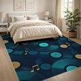 thumbnail image 3 of ODIKA 8'x10' Washable Area Rug Music Bold Note Asymmetric Contrasting Composition Round Deep Navy Teal for Living Room, Under Sectional, Family , Durable, Non-Slip, 3 of 7