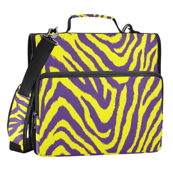 ALAZA Zipper Binder Purple Zebra Pattern 3 Ring Trapper Keeper File Folder Organizer Bag