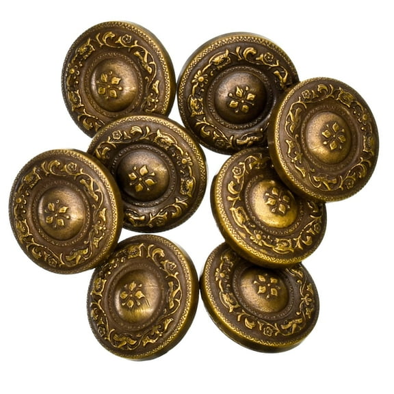 Mibo 8pcs ABS Metal Plated Shank Button - 28L(18mm) - Baroque Renaissance Pattern - Antique Brass