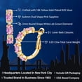 thumbnail image 2 of Gem Stone King 5.03 Ct Pink Sapphire G-H Lab Grown Diamond 18K Yellow Gold Plated Silver Hoop Earrings, 2 of 5