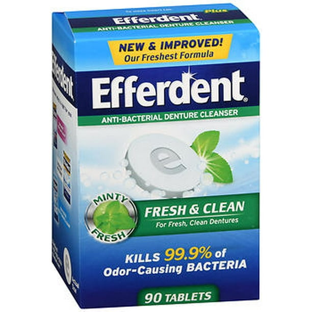 Efferdent Plus Mint AntiBacterial Denture Cleanser Tablets, 90 Count