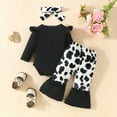 thumbnail image 3 of WOYY Infant Girls Outfits Cartoon Cow Print Long Sleeve Romper Pants Headband, Sizes 9-12M, 3 of 5