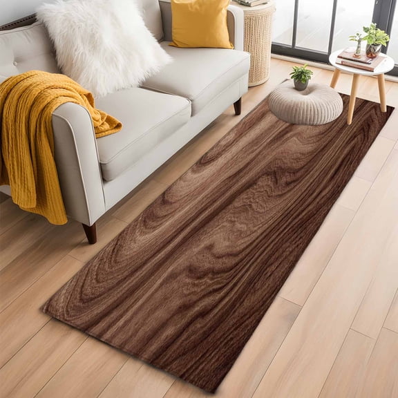 Retro Wood Grain 2'x6' Runner Rugs for Hallway Kitchen Bedside Non Slip Washable, Rustic Farmhouse Wooden Board Brown Entryway Rug Runners with Rubber Backing, Long Carpet Runner for Laundry Room